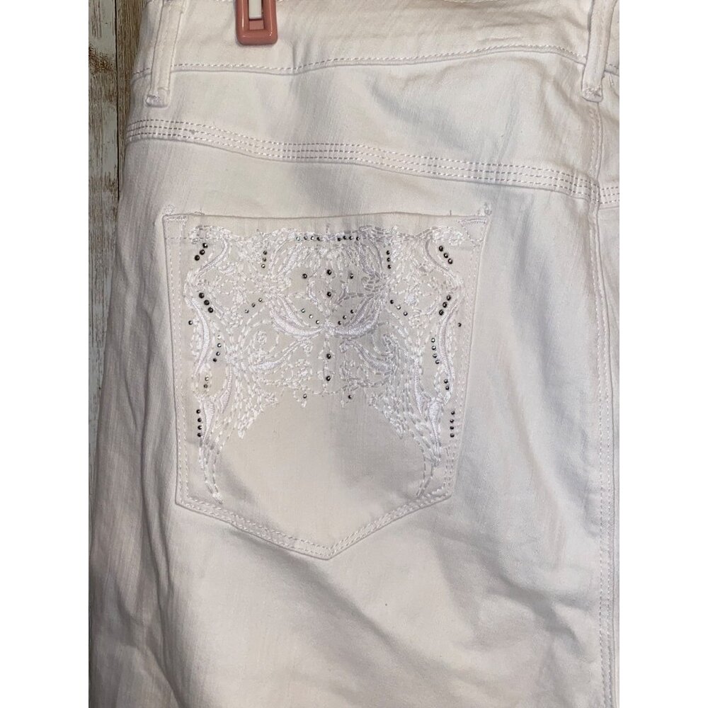 Women's Gloria Vanderbilt White Denim Cropped Capris Jeans 18W Slimming Effect - Picture 13 of 16
